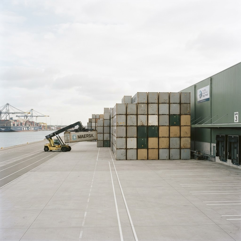 Shipping containers photo at a logistics port